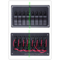 Marine 8 Gang Aluminium Waterproof Panel LED Rocker Switch Panel Circuit Breaker Marine Boat RV Switch Panel